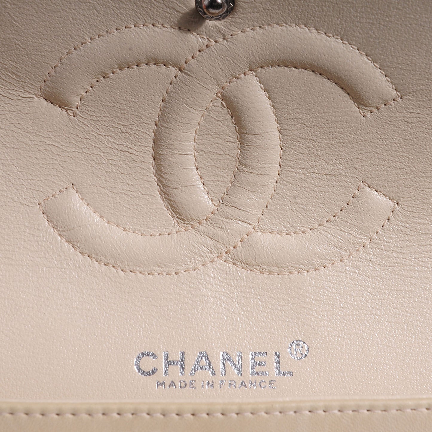 Lambskin Medium Double Flap Light Beige