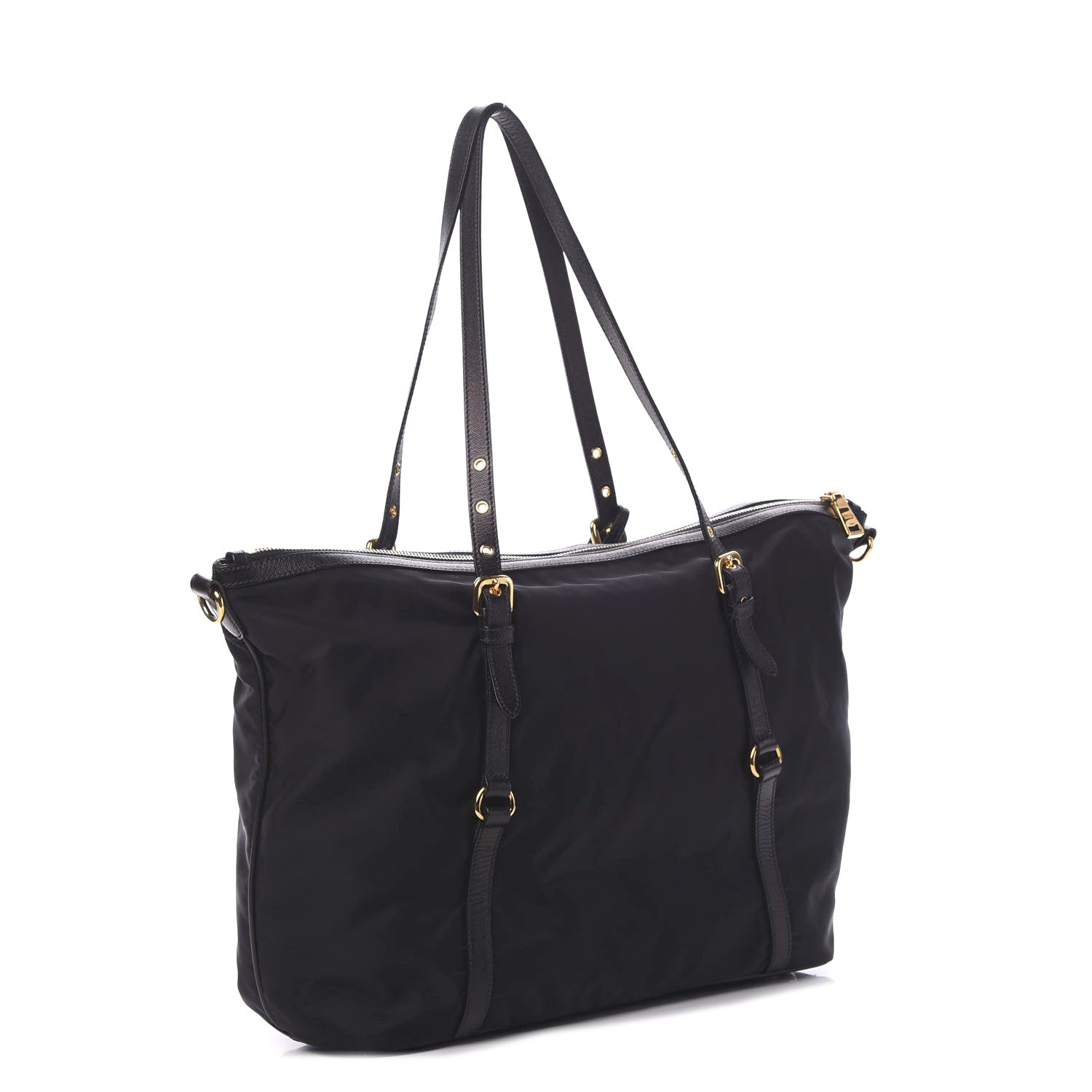 Prada Tessuto Nylon Saffiano Tote Black 2 of 9