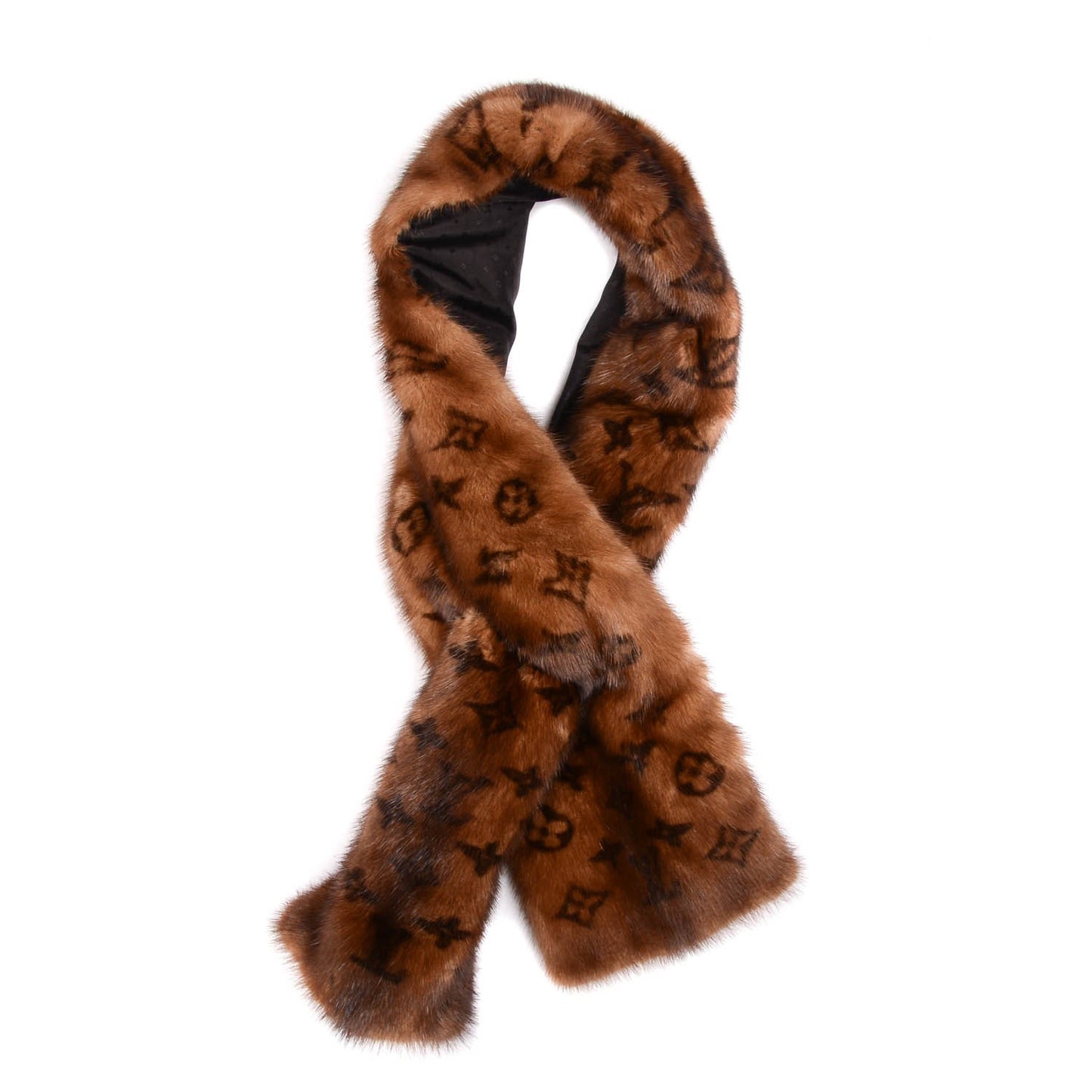 Monogram Mink Fur Scarf Stole Wrap