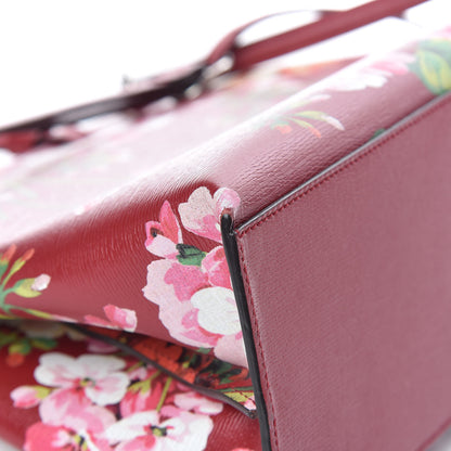 Gucci Shangai Calfskin Blooms Print Medium Bamboo Daily Top Handle Bag Romantic Cerise Multicolor 9 of 10
