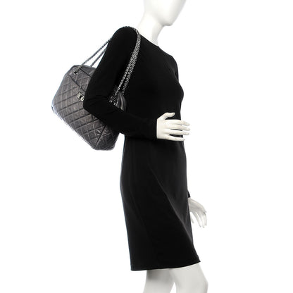 Chanel Metallic Aged Calfskin Quilted Large Reissue Camera Case Silver 2 of 9