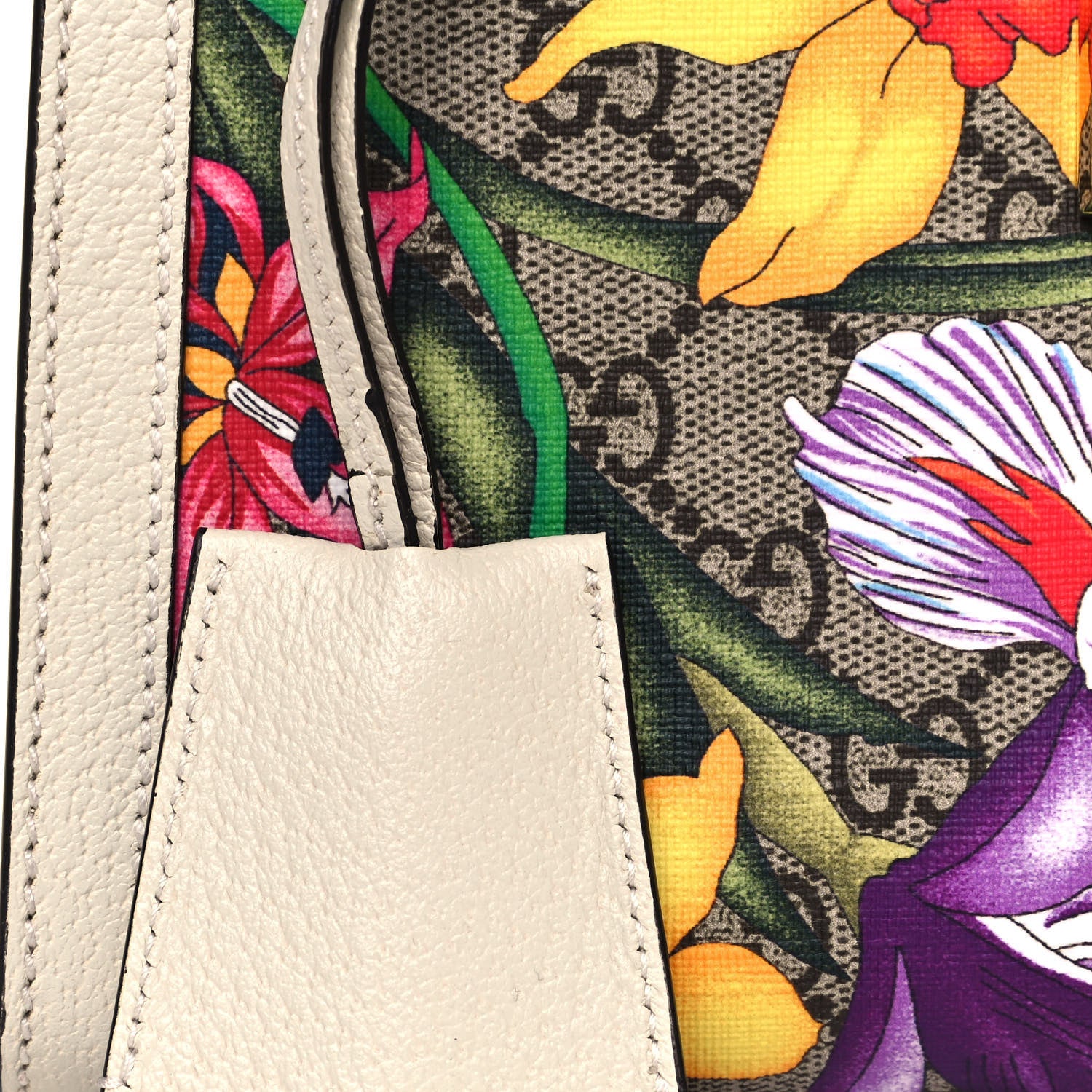 Gucci GG Supreme Monogram Flora Textured Calfskin Small Padlock Tote Beige Ebony Multicolor Mystic White 8 of 10