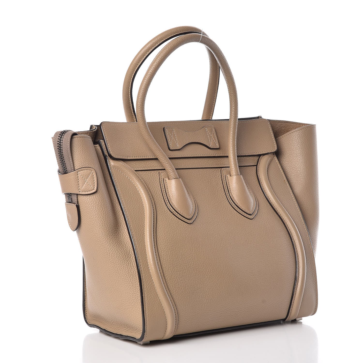 Celine Drummed Calfskin Micro Luggage Dune 3 of 14