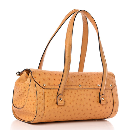 Gucci Ostrich Bamboo Bullet Bag Tan 3 of 13