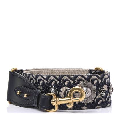 Christian Dior Oblique Studded Shoulder Strap Blue 1 of 5