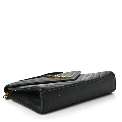 Saint Laurent Grain De Poudre Matelasse Chevron Medium Monogram Satchel Black 4 of 12