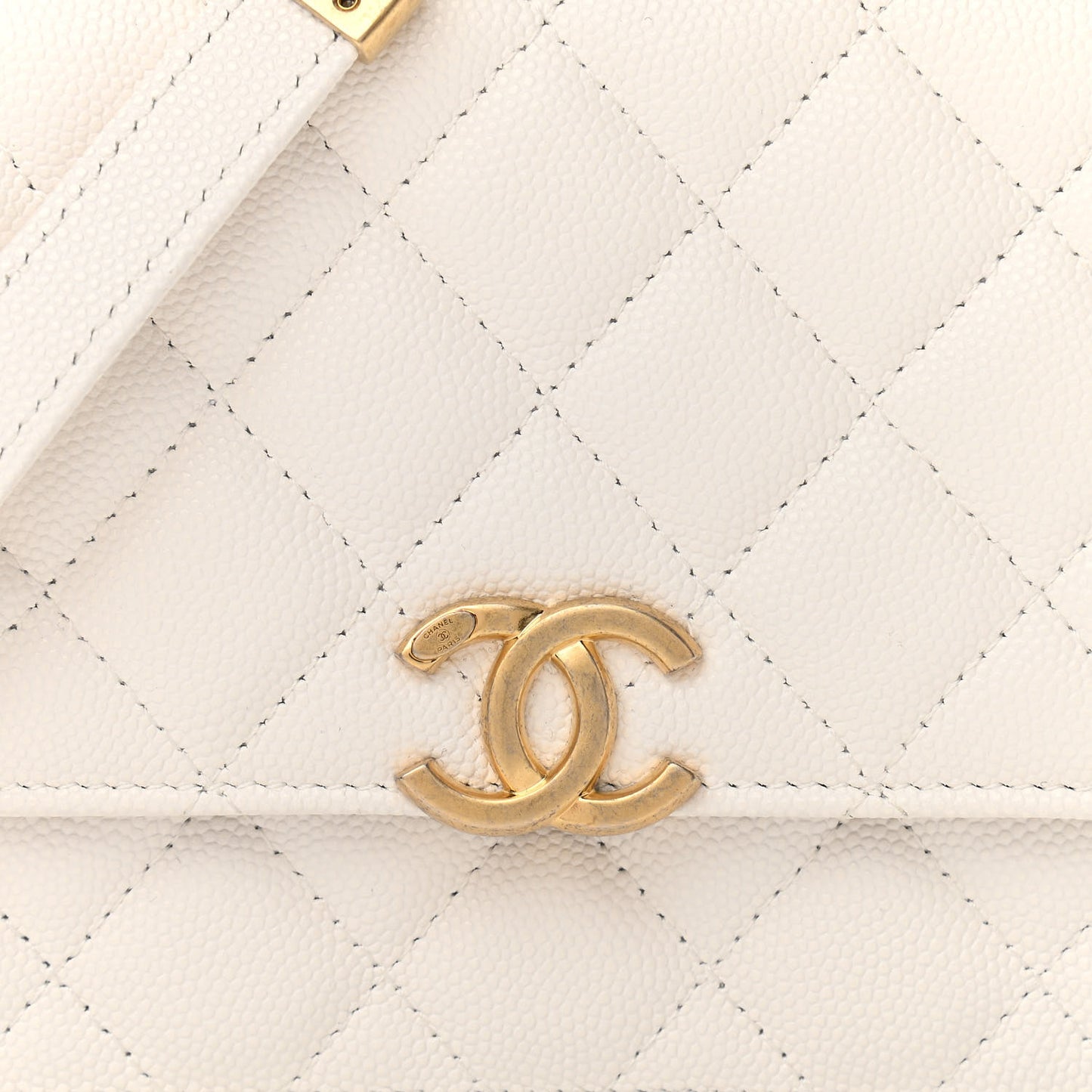 Caviar Quilted Mini Bracelet On Chain Wallet On Chain WOC White