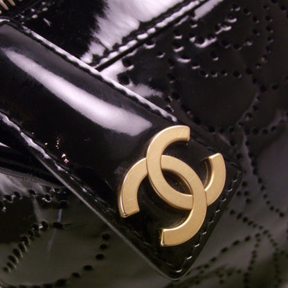 Chanel Patent Perforated Camelia Hobo Black 12 of 12