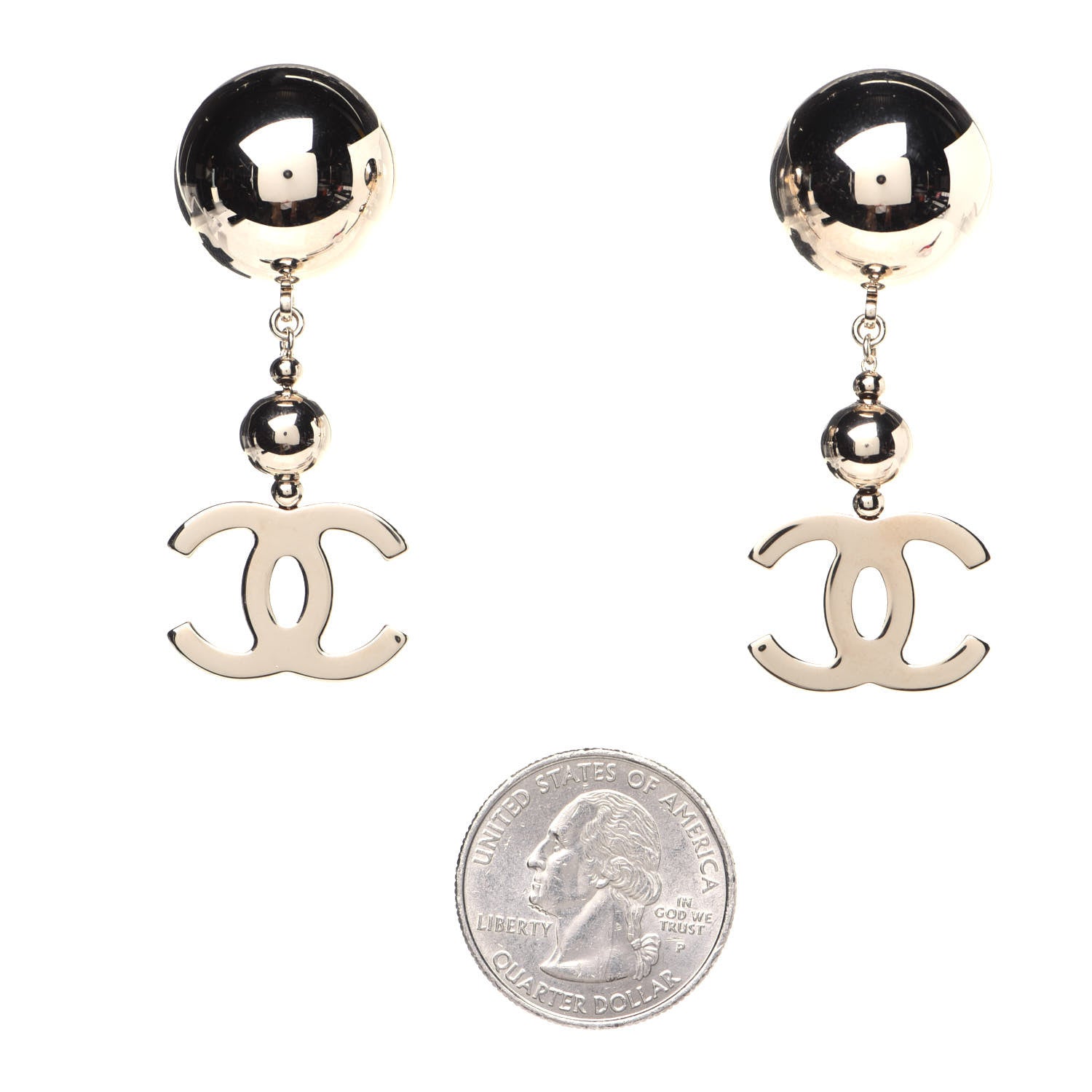 Chanel Metal CC Drop Earrings Gold 2 of 6