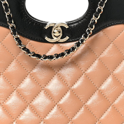 Chanel Shiny Crumpled Calfskin Quilted Mini 31 Shopping Bag Dark Beige Black 8 of 10