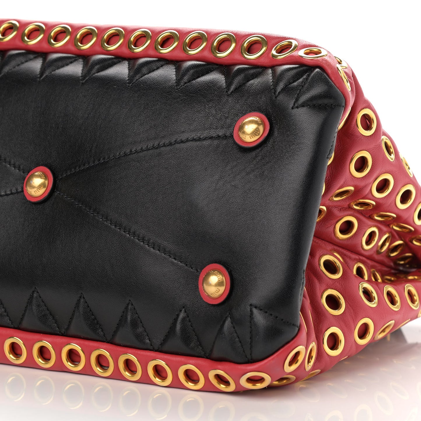 Nappa Matelasse Grommet Tote Rosso Black