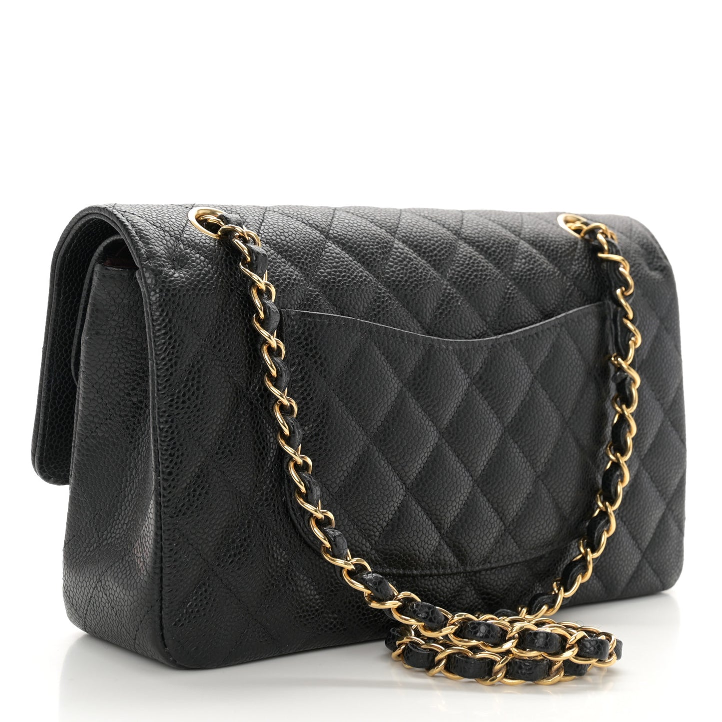Caviar Quilted Medium Double Flap Black