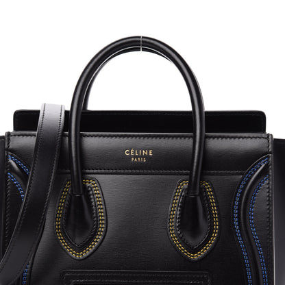 Celine Smooth Calfskin Multicolor Double Stitching Nano Luggage Black 9 of 9