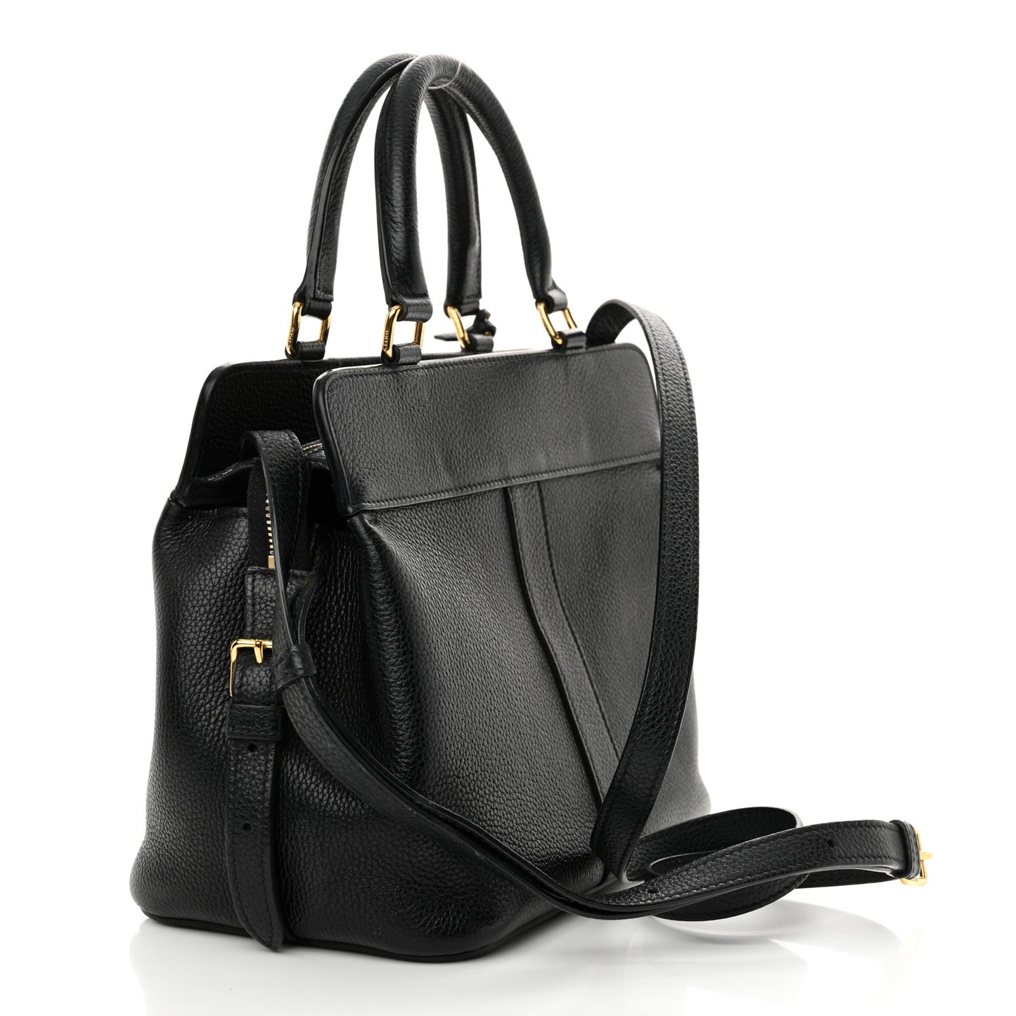 Grained Calfskin Small Cabas De France Black