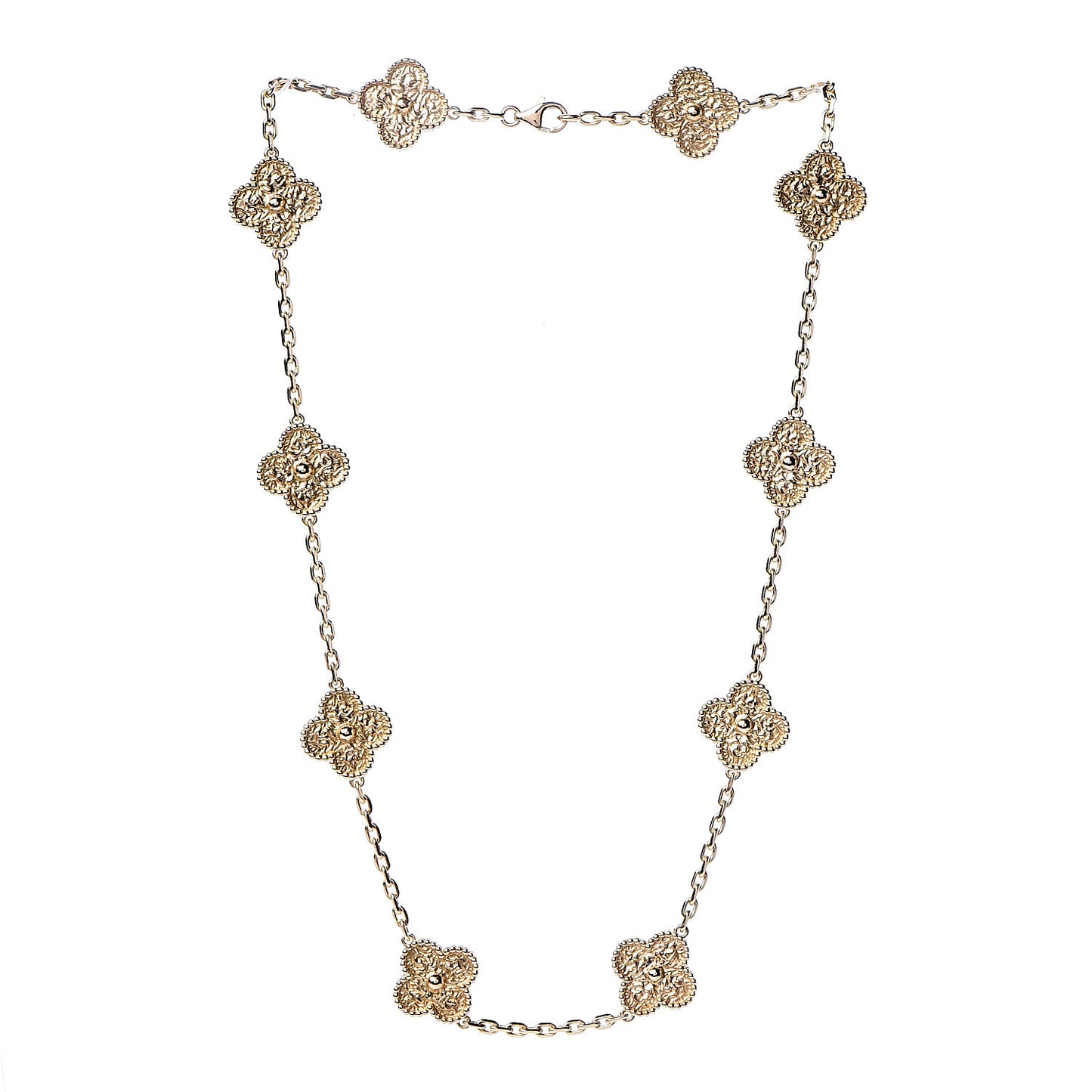 18K Yellow Gold 10 Motifs Vintage Alhambra Necklace