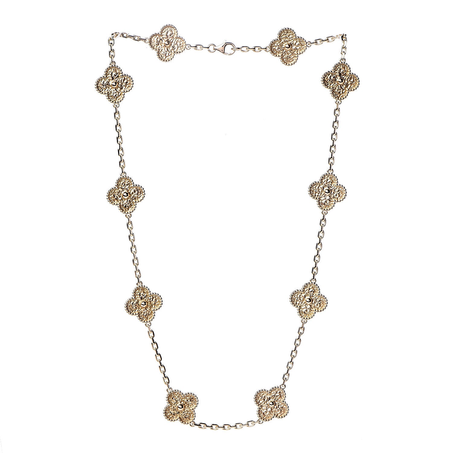 Van Cleef & Arpels 18K Yellow Gold 10 Motifs Vintage Alhambra Necklace 3 of 6