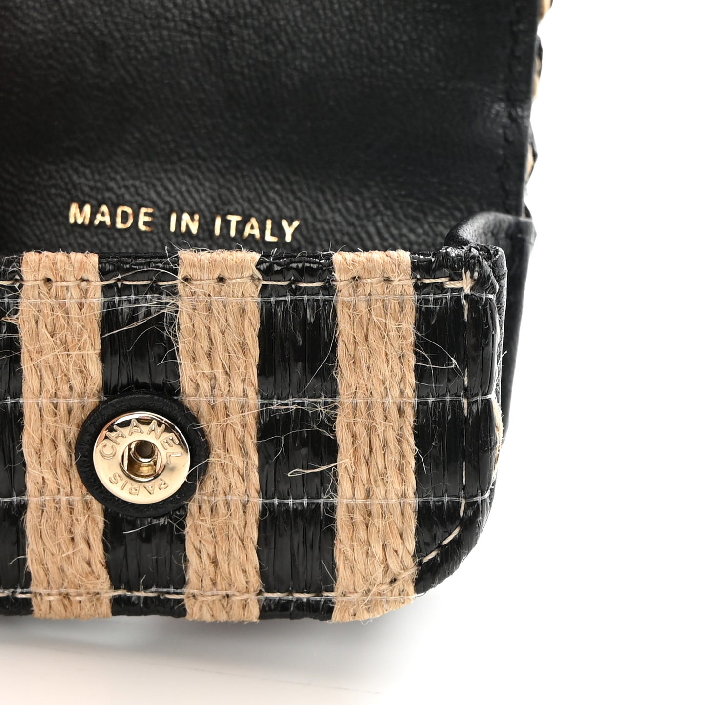 Raffia Jute Striped Airpods Pro Case Black Beige