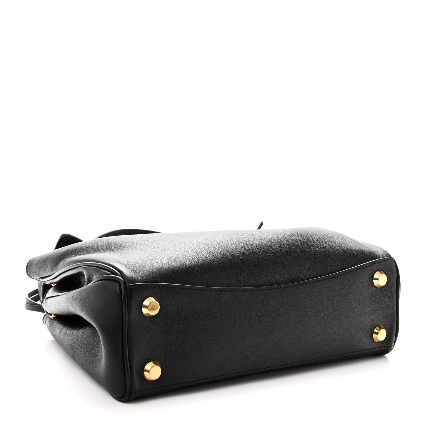 Natural Smooth Calfskin Small Rodeo Top Handle Handbag Black