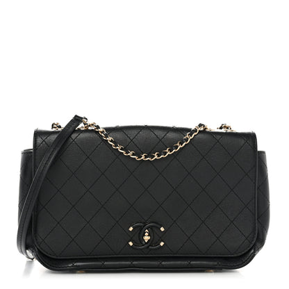 Chanel Calfskin Stitched Medium Covered CC Flap Bag Black 1 of 11