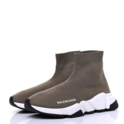 Balenciaga Neoprene Knit Womens Speed Sneakers 35 Khaki White 3 of 8