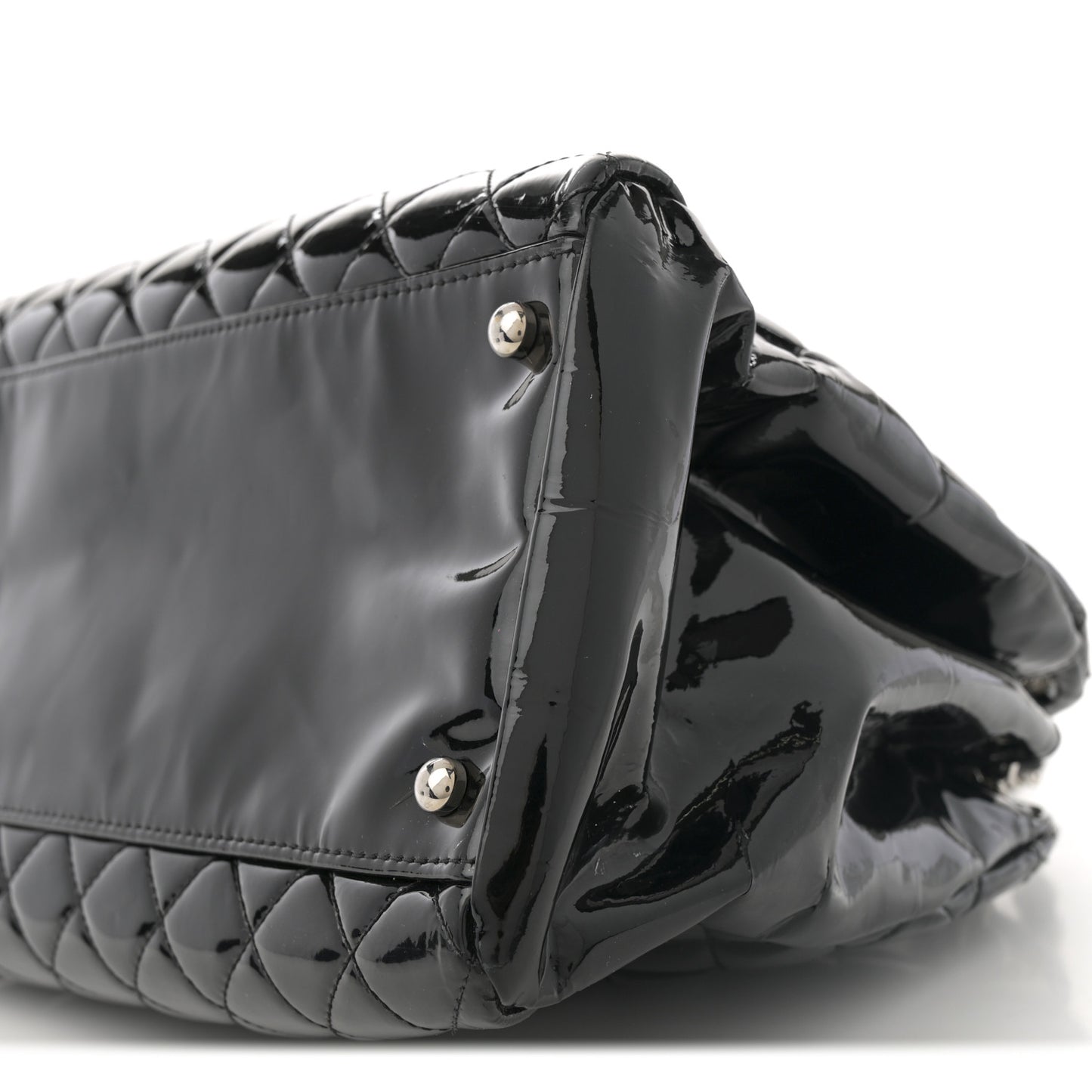 Patent Quilted Medium Just Mademoiselle Bowling Bag Black