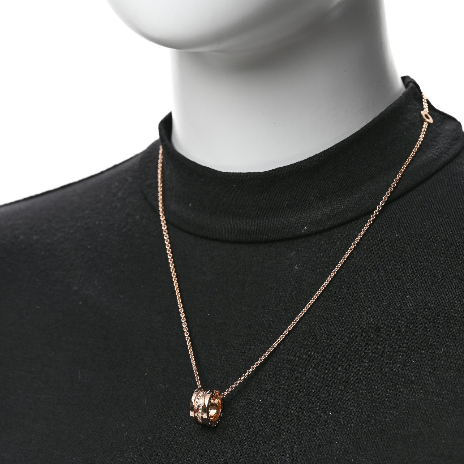Bulgari 18K Rose Gold Diamond B.Zero1 Legend Pendant Necklace 2 of 5