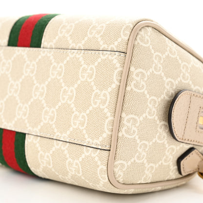 Gucci GG Supreme Monogram Textured Dollar Calfskin Web Mini Ophidia Top Handle Bag Beige Mystic White Oatmeal 9 of 10
