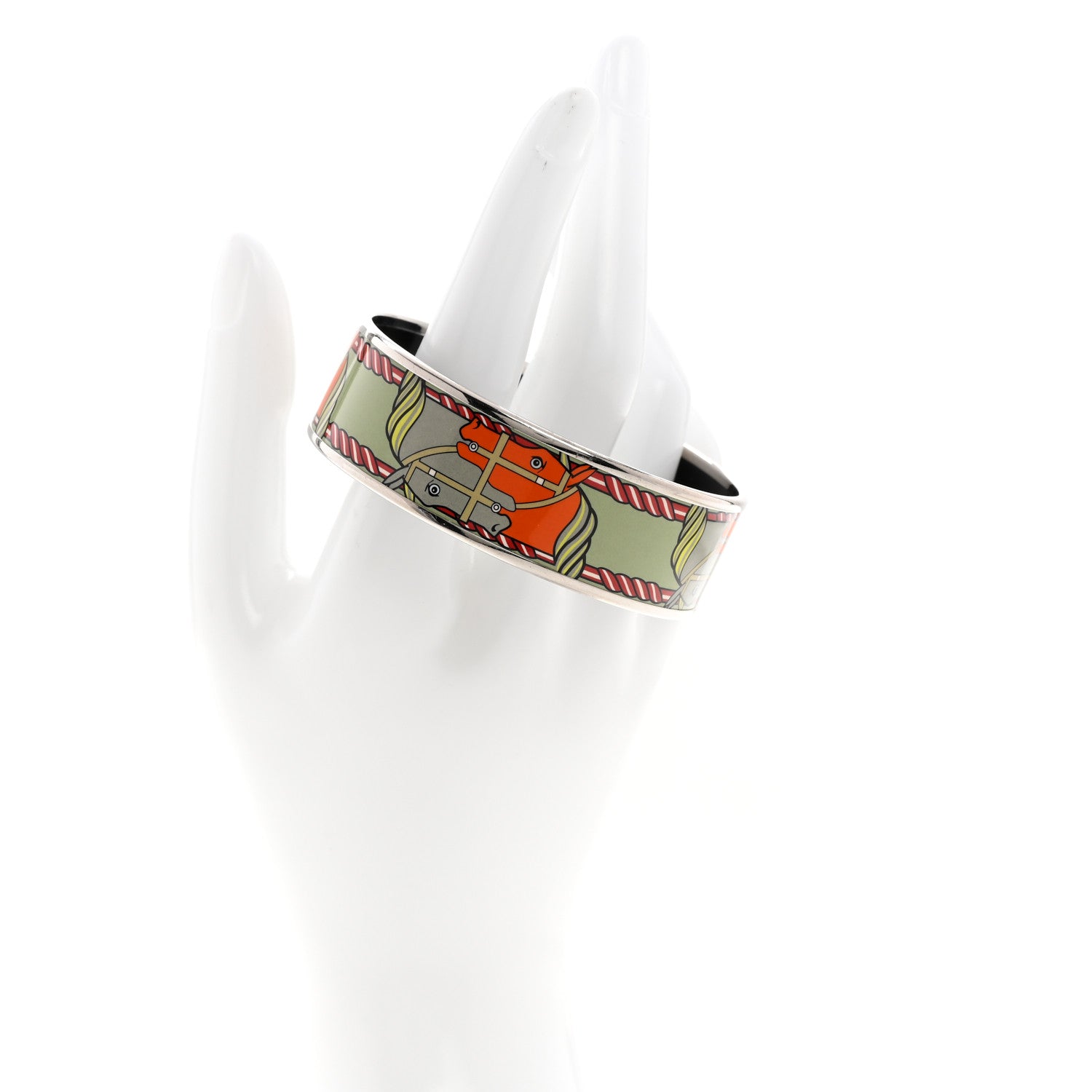 Hermes Enamel Printed Wide Quadrige Bracelet 70 2 of 5