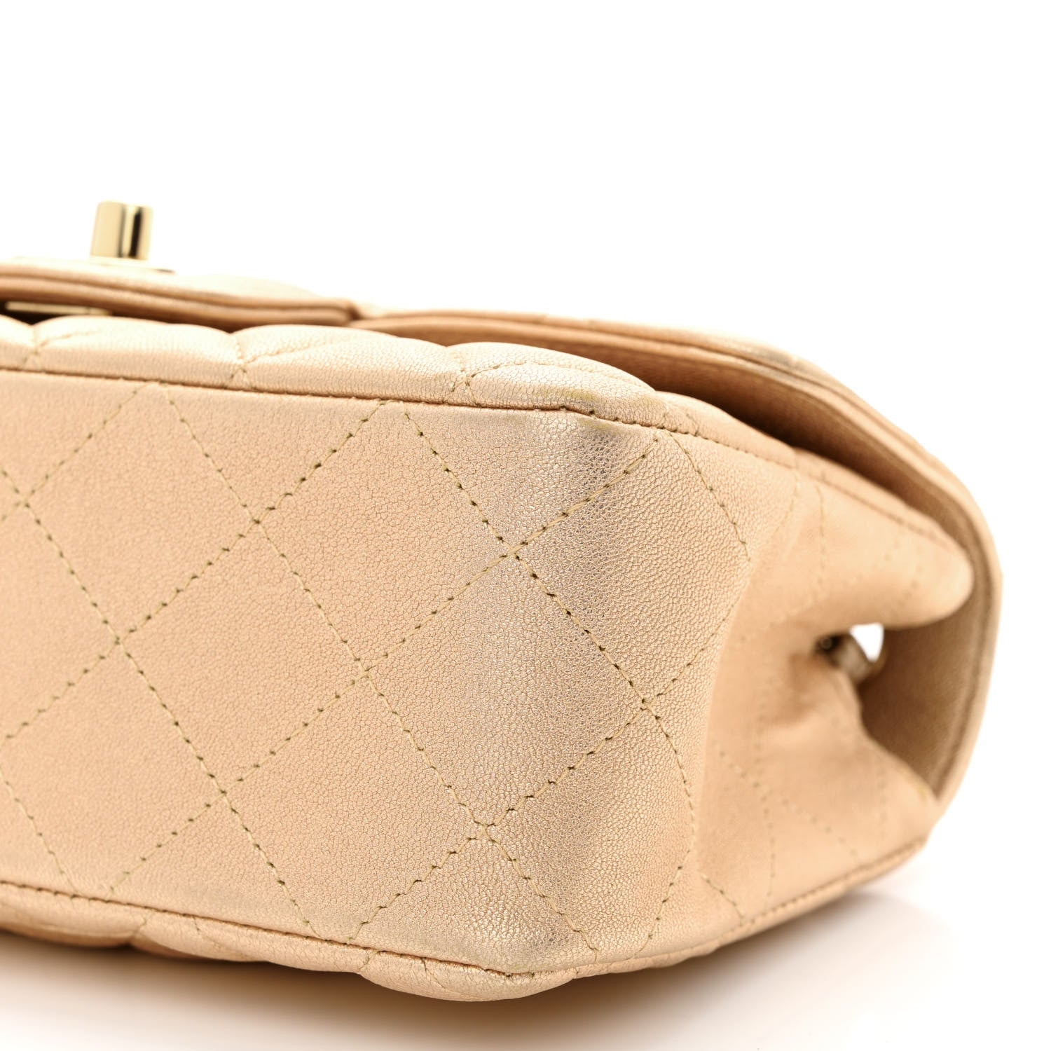 Chanel Metallic Lambskin Quilted Mini Rectangular Flap Gold 10 of 11