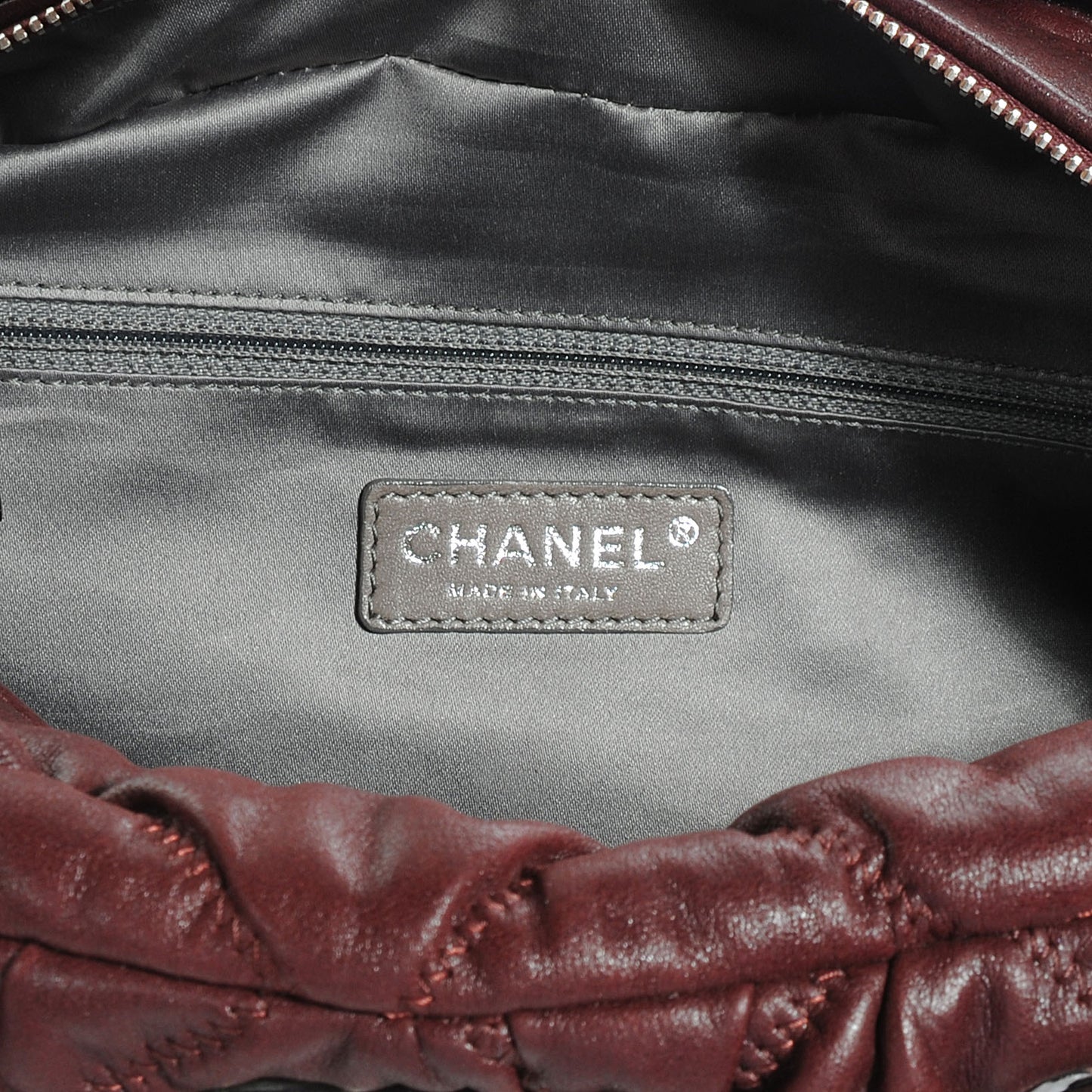 Leather Bubble Quilt Bowler Bordeaux