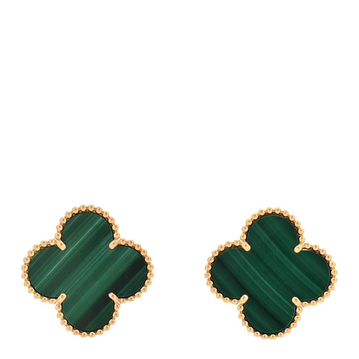 Van Cleef & Arpels 18K Yellow Gold Malachite Magic Alhambra Earrings 1 of 4