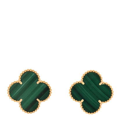 Van Cleef & Arpels 18K Yellow Gold Malachite Magic Alhambra Earrings 1 of 4