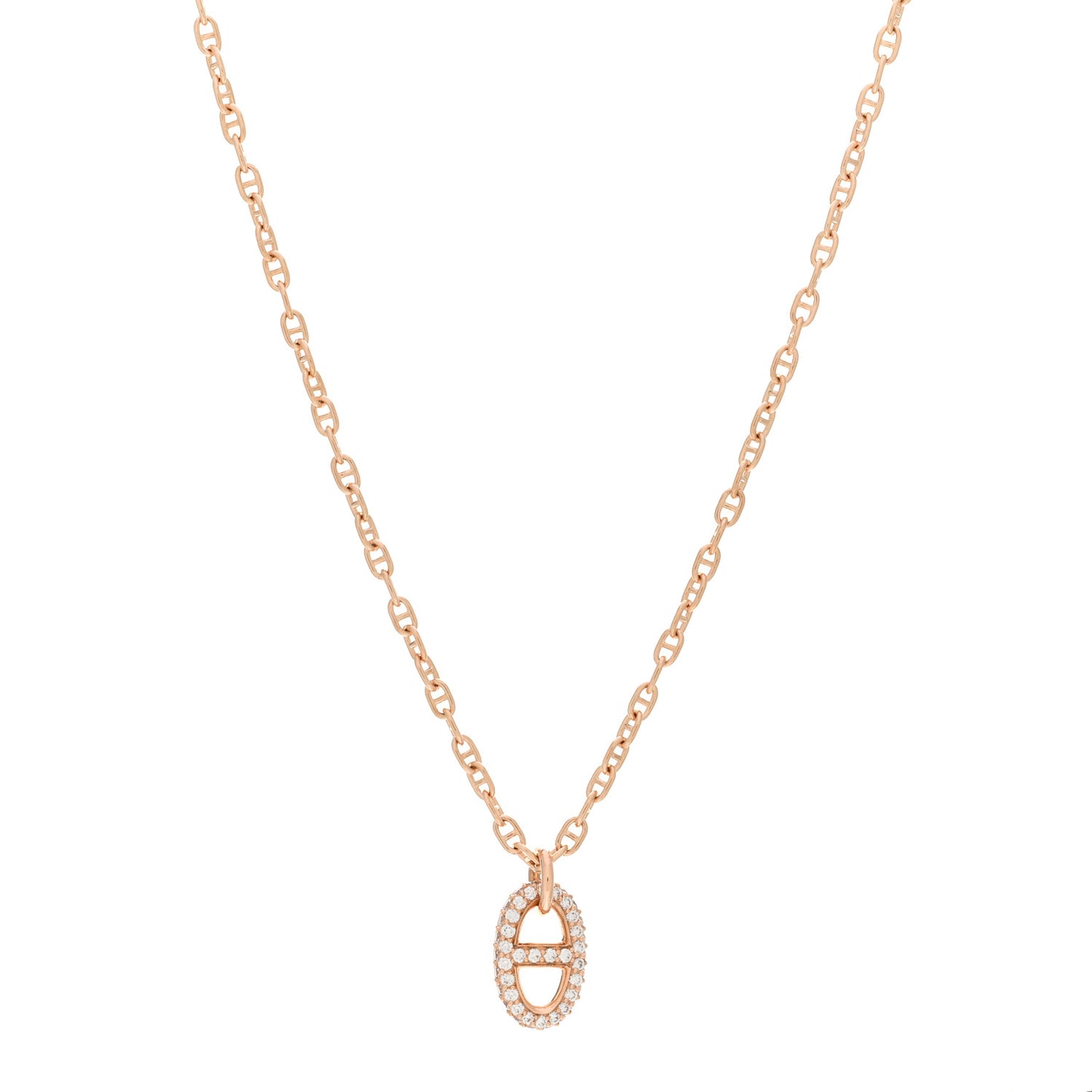 18K Rose Gold Diamond PM New Farandole Pendant Necklace SH