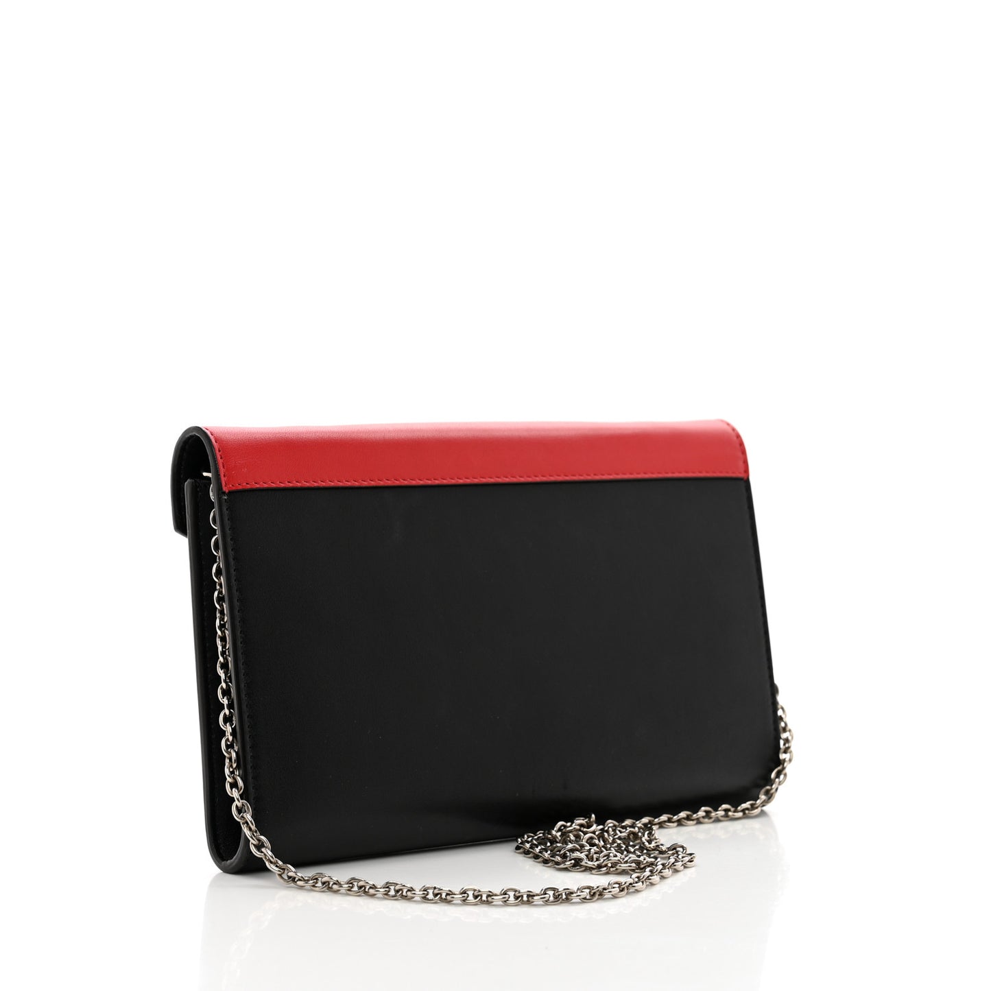 Shiny Calfskin Clutch on a Chain Multicolor