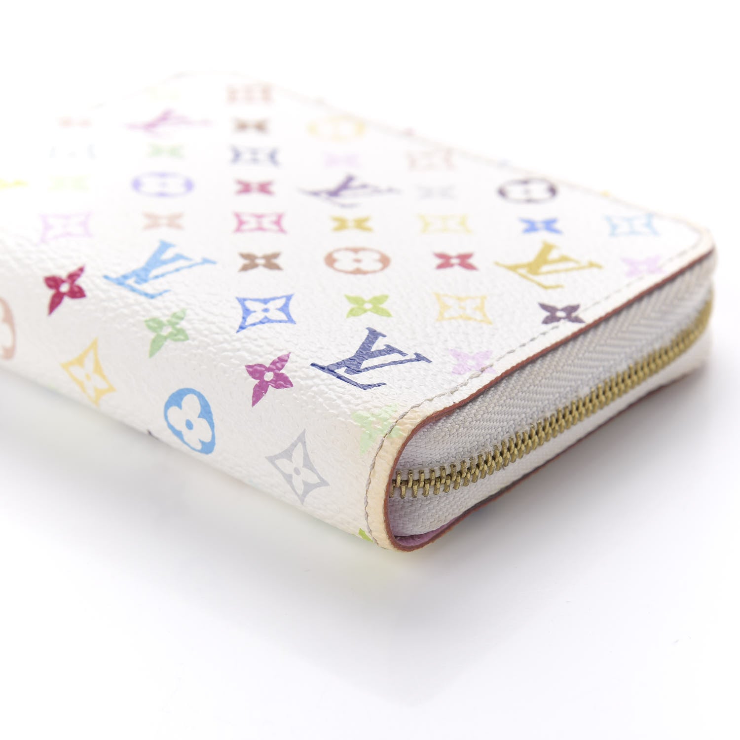 Louis Vuitton Monogram Multicolor Zippy Coin Purse Wallet White Litchi 7 of 11