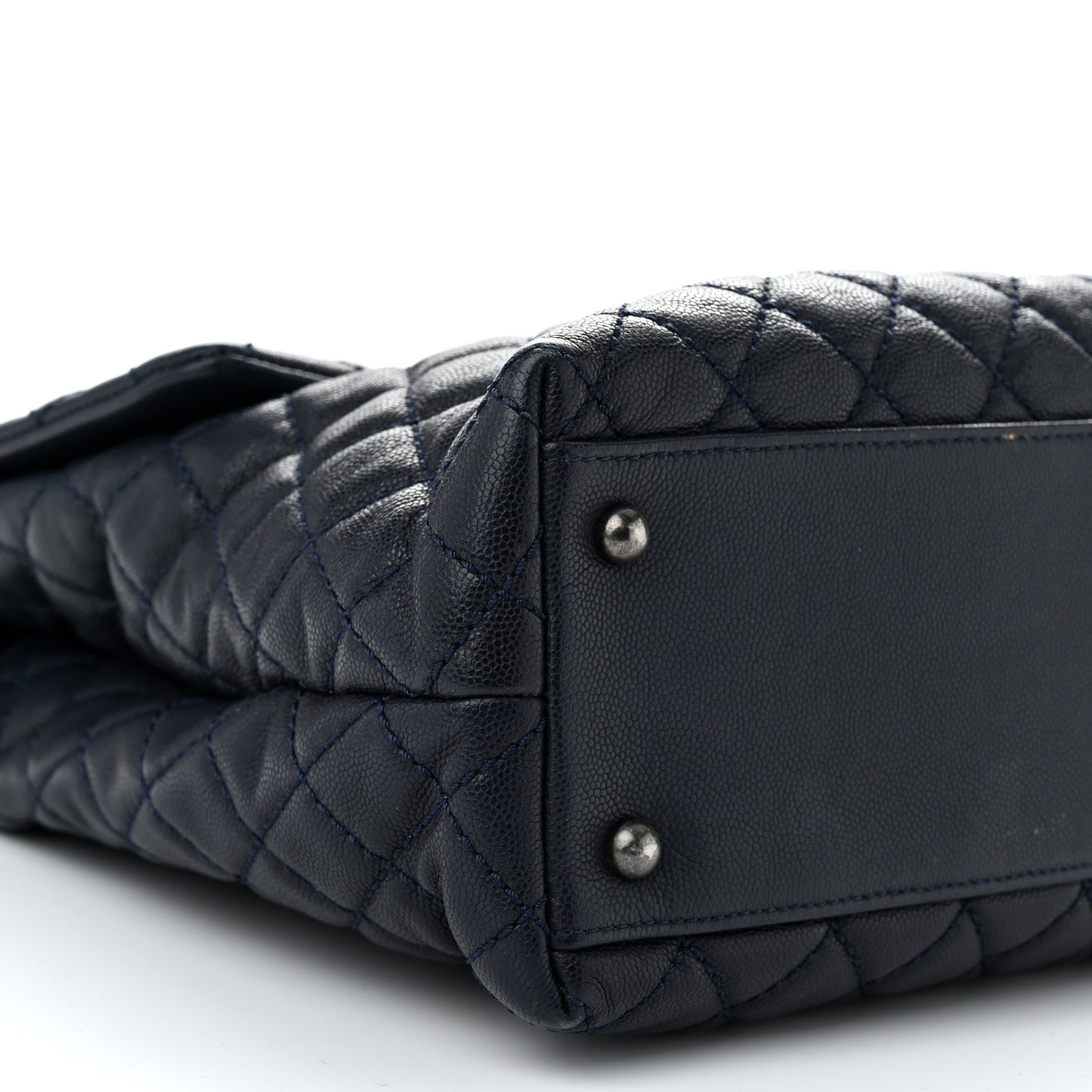 Caviar Quilted Large Coco Handle Flap Navy