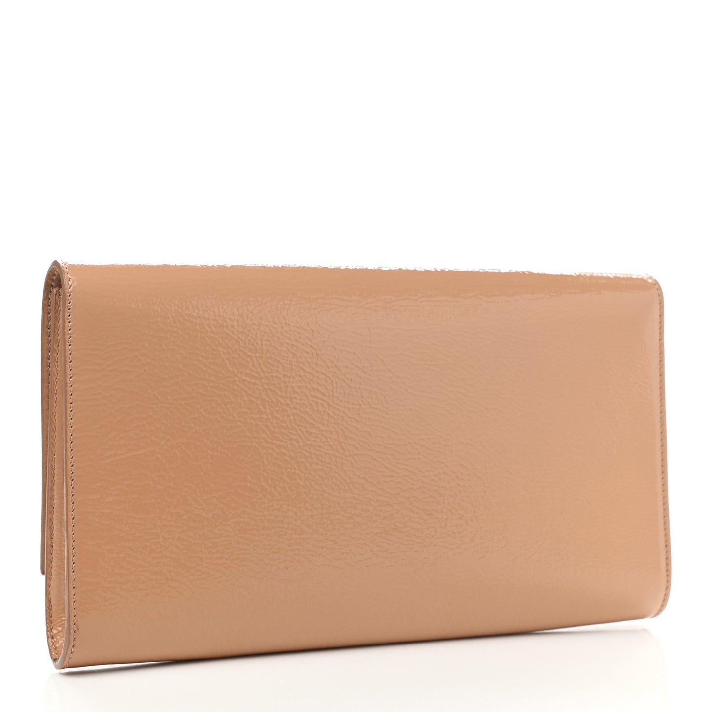 Textured Patent Calfskin Monogram Large Belle De Jour Clutch Beige