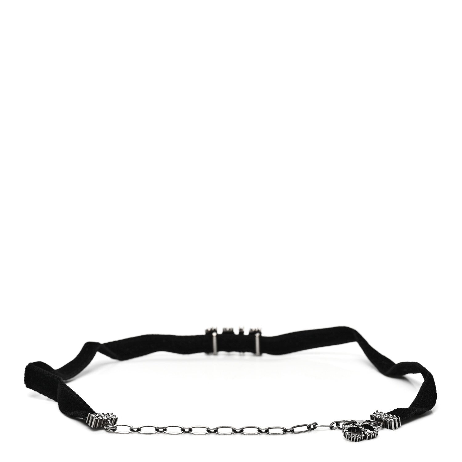 Christian Dior Velvet Crystal DIOR Choker Necklace Black 3 of 4