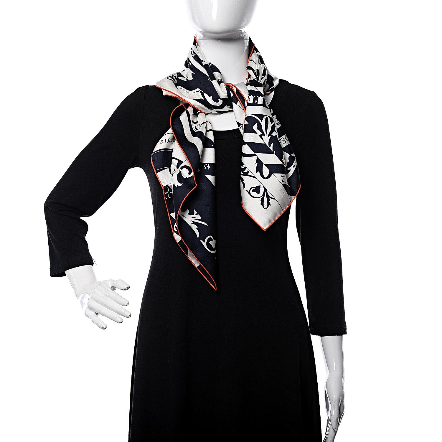 Hermes Silk Carre Astrologie Nouvelle Tattoo Scarf 90 Marine White 2 of 6