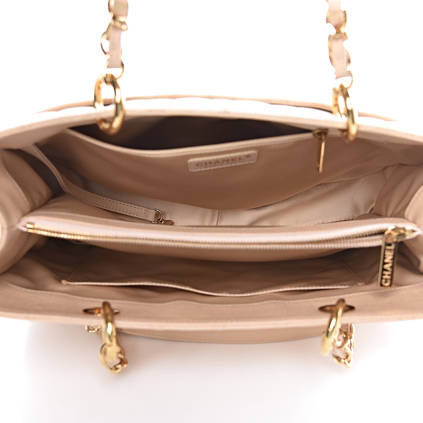 Caviar Quilted Grand Shopping Tote GST Beige Clair