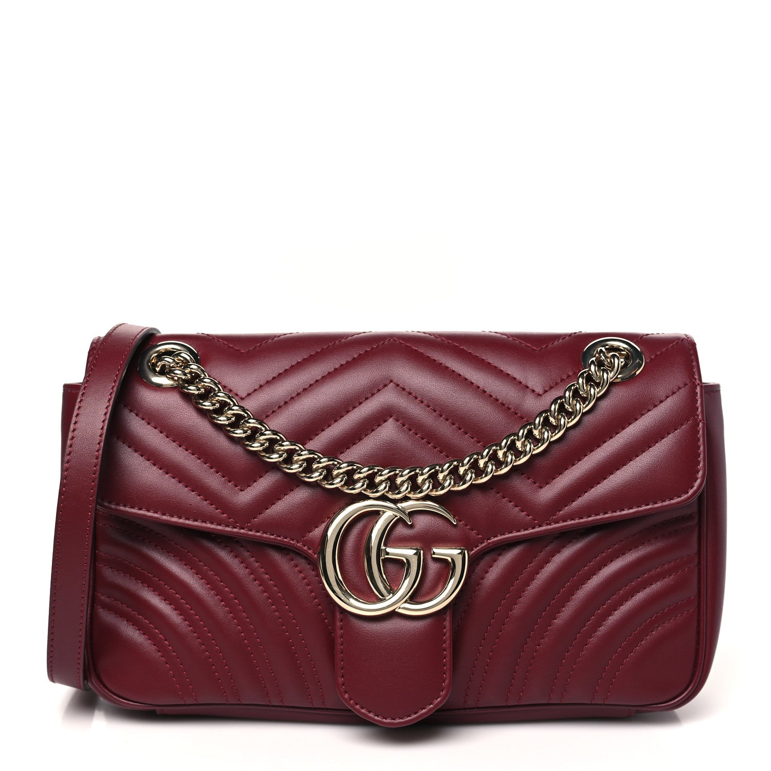 Gucci Calfskin Matelasse Medium GG Marmont Shoulder Bag Ancora Red 1 of 10