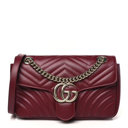 Gucci Calfskin Matelasse Medium GG Marmont Shoulder Bag Ancora Red 1 of 10