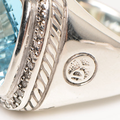 David Yurman Sterling Silver Diamond Blue Topaz 16mm Albion Ring 57 8 6 of 6