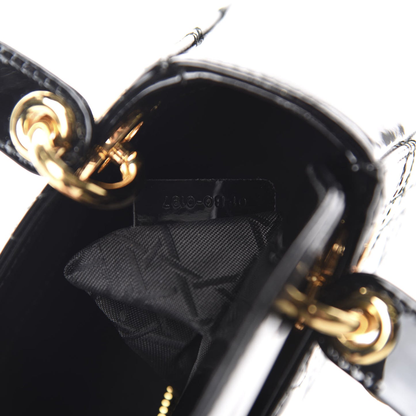 Patent Cannage Mini Lady Dior Black
