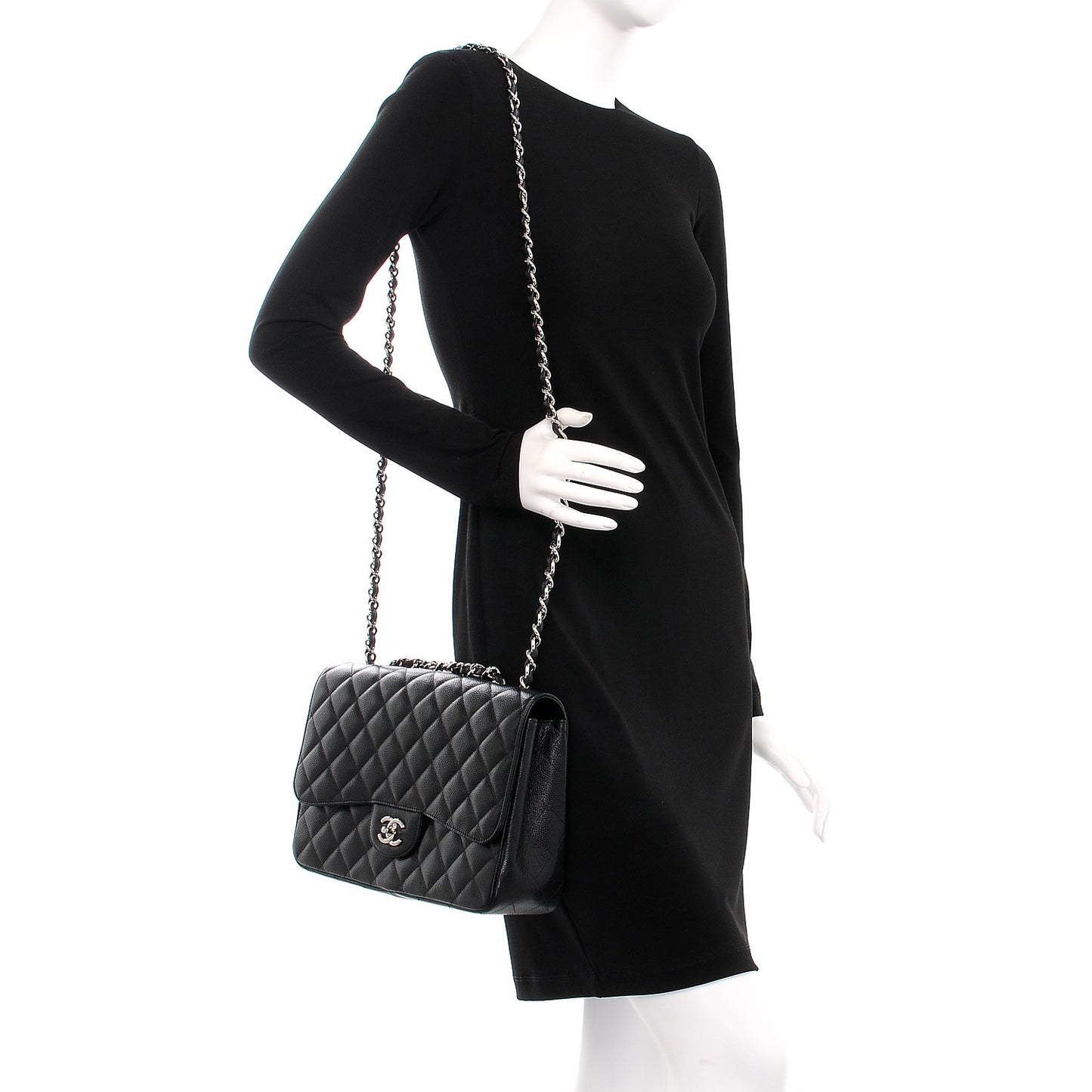 Caviar Quilted Jumbo Single Flap Black