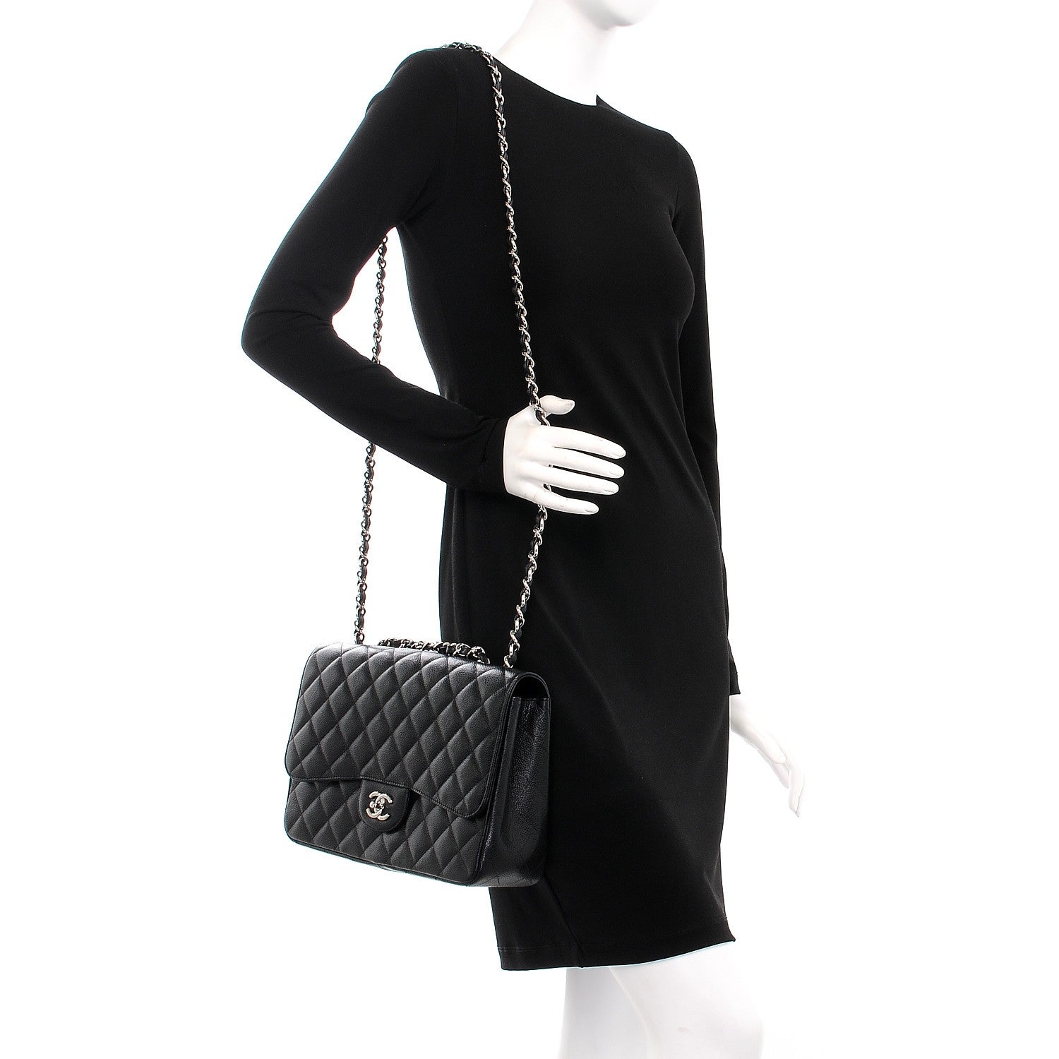 Chanel Caviar Quilted Jumbo Single Flap Black 2 of 8
