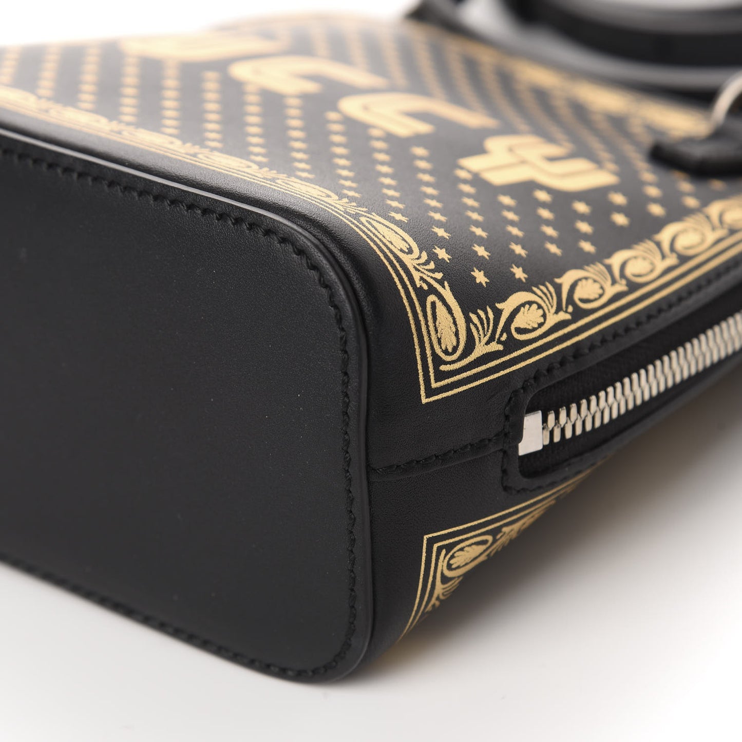 X SEGA Calfskin GUCCY Stars Mini Dome Shoulder Bag Black Gold