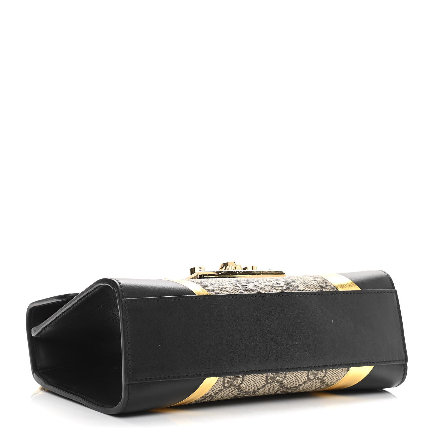 Gucci Calfskin GG Supreme Monogram Small Padlock Shoulder Bag Black Gold 4 of 13