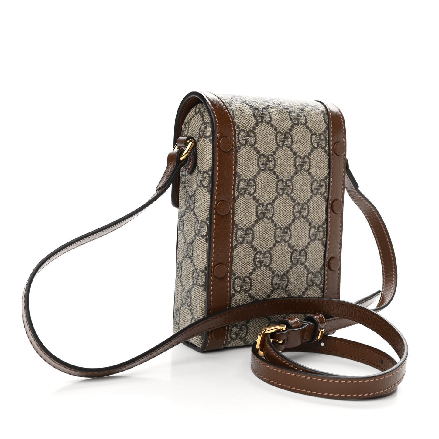 GG Supreme Monogram Mini Horsebit 1955 Crossbody Bag Beige Brown Sugar