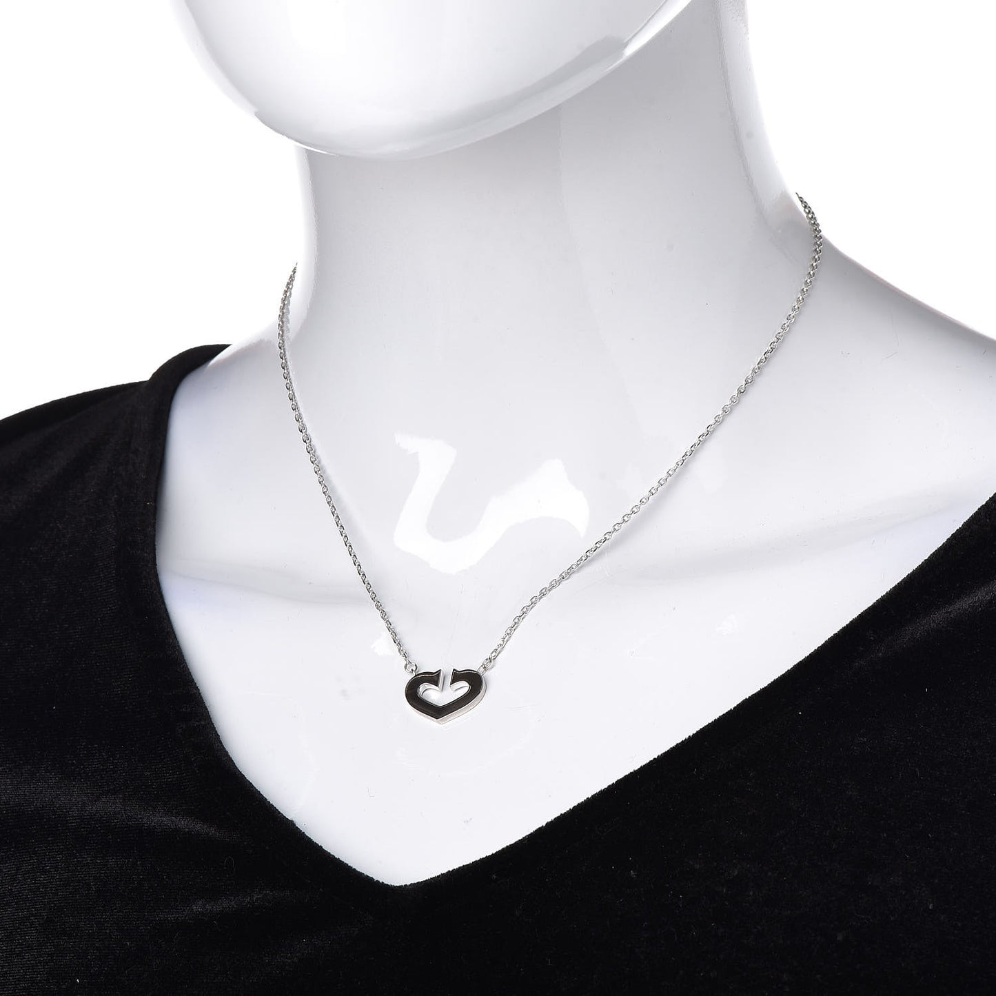 18K White Gold Medium Hearts and Symbols Necklace